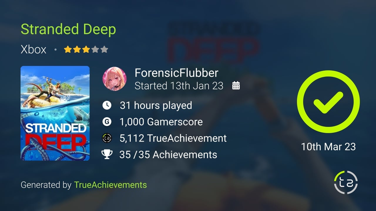 Stranded Deep achievement summary
